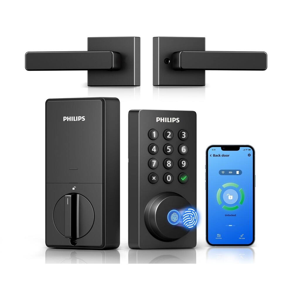 Philips DDL242X-1HW-L WiFi Smart Lock Handle Set Fingerprint Keypad Matte Black